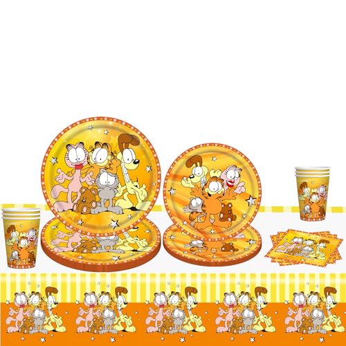 51PCS Cat Fat Partygeschirr Kindergeburtstag Set, Cat Fat Party Geschirr Cat Fat Geburtstag Deko, Cat Fat Kindergeburtstag Tischdeko Cat Fat Geburtstagsparty Zubehör Party Pappbecher Teller von CHENGLI