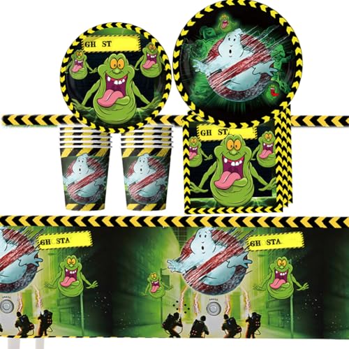 51PCS Ghost Partygeschirr Kindergeburtstag Set, Ghost Party Geschirr Ghost Geburtstag Deko, Ghost Kindergeburtstag Tischdeko Ghost Geburtstagsparty Zubehör Party Pappbecher Teller von CHENGLI