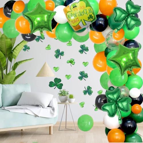 St. Patrick's Day Dekorationen, 97 Stück St. Patrick's Day Ballon Dekor, Irische Partydekoration Luftballons, Luftballons Grün, für St. Patrick Partyzubehör von CHENGLI