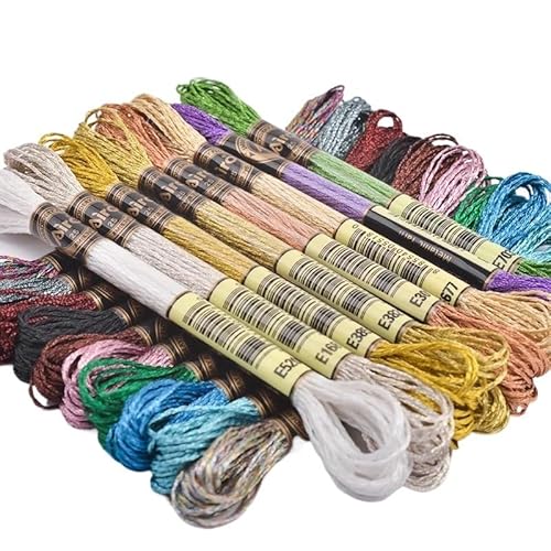 CHENJIAHAO FreundschaftsarmbäNder Selber Machen 5 Teile/los Silber Gold Faden 19 Farben Sticktwist for Kreuzstich Kit 8 Meter pro Stück Stickgarn Set Stickgarn(E3843) von CHENJIAHAO