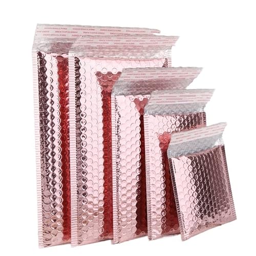 Versandtaschen 10 Teile/los Rose Gold Metallic Blase Mailer Folie Gepolsterte Taschen Aluminisierte Post Taschen Geschenk Verpackung Gepolsterte Versand Umschläge LuftpolsterumschläGe(Rose gold,15*20c von CHENJIAHAO