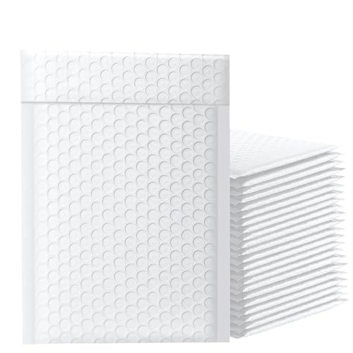 Versandtaschen 100 Stück holografische Mailer, rosa, Poly-Blase, gepolsterte Versandumschläge for Verpacken, selbstklebende Versandtasche, Luftpolsterung LuftpolsterumschläGe(100pcs White,11*15cm) von CHENJIAHAO