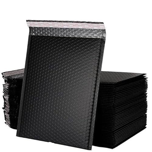 Versandtaschen 100 Stück holografische Mailer, rosa, Poly-Blase, gepolsterte Versandumschläge for Verpacken, selbstklebende Versandtasche, Luftpolsterung LuftpolsterumschläGe(100pcs black,13*18cm) von CHENJIAHAO