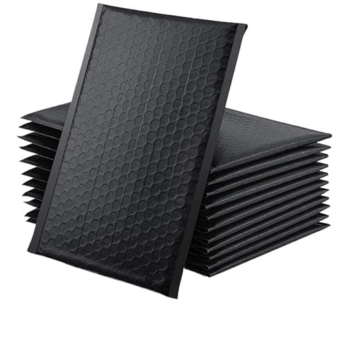 Versandtaschen 50 Stück schwarze Luftpolstertaschen, gepolsterte Versandumschläge aus Poly for Verpackungen, selbstdichtende Versandtaschen, Luftpolsterfolie LuftpolsterumschläGe(Black,13*15cm) von CHENJIAHAO