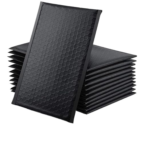 Versandtaschen 50 Stück schwarze Luftpolstertaschen, gepolsterte Versandumschläge aus Poly for Verpackungen, selbstdichtende Versandtaschen, Luftpolsterfolie LuftpolsterumschläGe(Black,18*23cm) von CHENJIAHAO