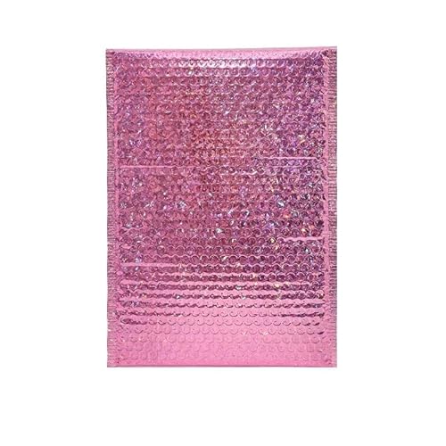 Versandtaschen 50Pcs Holographische Mailer Silber Mailing Umschlag Wasserdichte Kurier Tasche Gepolsterte Blase Umschläge Verpackung Tasche for Versand LuftpolsterumschläGe(Rose red,13*15cm) von CHENJIAHAO