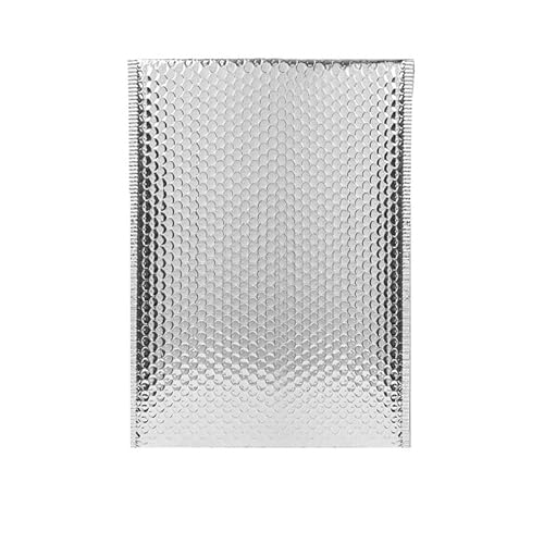 Versandtaschen 50Pcs Holographische Mailer Silber Mailing Umschlag Wasserdichte Kurier Tasche Gepolsterte Blase Umschläge Verpackung Tasche for Versand LuftpolsterumschläGe(Silver,13*15cm) von CHENJIAHAO