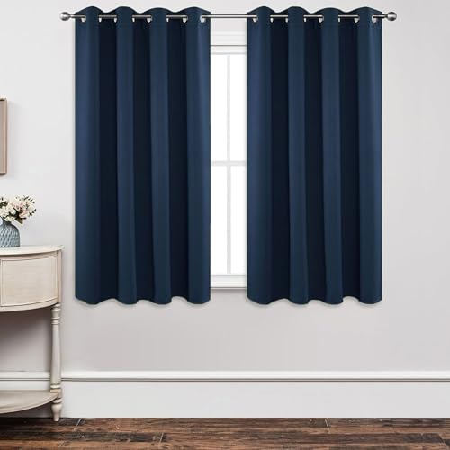 CHENMIAO Gardinen 2Er Set 210 x 260 cm Dicker Stoff Thermovorhänge Gegen Kälte Curtains for Living Room mit Ösen, Waschbar für Schlafzimmer Kinderzimmer, Blau von CHENMIAO