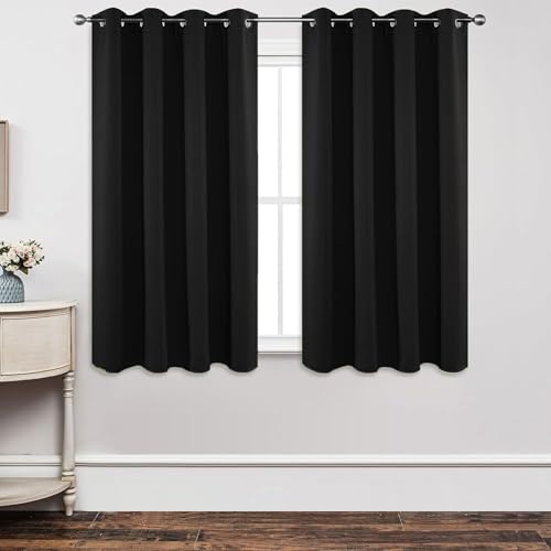 CHENMIAO Gardinen Vorhang 350 x 50 cm Dicker Stoff Thermovorhänge Gegen Kälte Schlafzimmer Blackout Curtain Vielen Farben Und Größen für Schlafzimmer Kinderzimmer, Schwarz von CHENMIAO