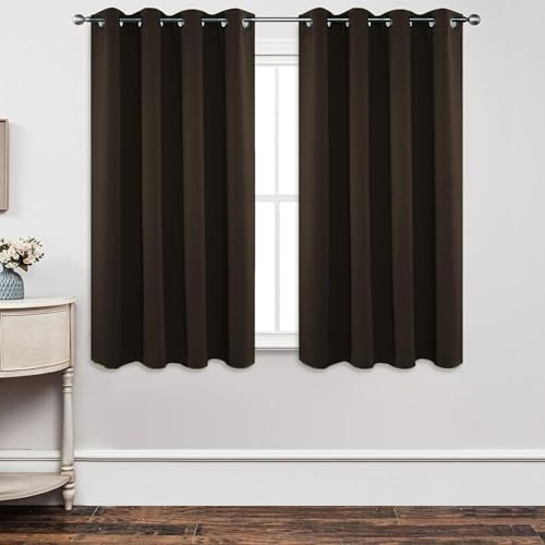 CHENMIAO Verdunklungsvorhänge 190 x 130 cm Dicker Stoff Thermovorhänge Gegen Kälte Curtains for Living Room mit Ösen, Waschbar für Schlafzimmer Kinderzimmer, Braun von CHENMIAO