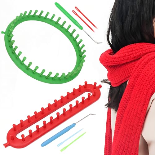 CHENNAN 2 Stück Strickrahmen Dichter Zahn Knitting Loom Set mit Haken und Wolle Nade Rund und Rechteckig Strickmaschine Knitting Loom Set für Stricken von Schals, Handschuhen, Mützen, Decken (25cm) CHENNAN 2 Stück Strickrahmen Dichter Zahn Knitting Loom Set mit Haken und Wolle Nade Rund und Rechteckig Strickmaschine Knitting Loom Set für Stricken von Schals, Handschuhen, Mützen, Decken (25cm) von CHENNAN
