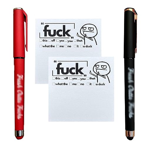 2 Stück Kreative Lustige Haftnotizen und Stifte, Fresh Outta Fucks Pad and Pen, Neuheit Notizbuch und Gelschreiber Set, Pocket Notizbuch Sticky Notes Geschenk für Kollegen Boss (Mix) von CHENRI