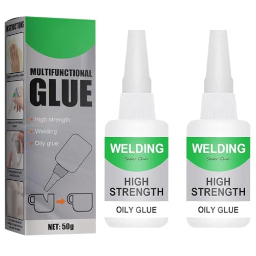 2 Stück Remainderk High-Strength Oily Glue, Schweißen Öliger Kleber, Sekundenkleber Extra Stark, Wasserfester und Hitzebeständiger Superkleber, Universal-Superkleber für Kunststoff, Metall, Gummi von CHENRI