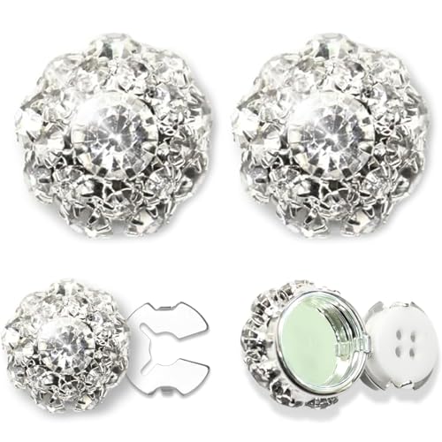 2 Stück Rhinestone Button Covers, Strass Knopfabdeckungen, Strass Knopf, Kristall Blume Knopfabdeckungen Strass Knöpfe, Strass-Knöpfe für Kleidung, Blume Kristallknöpfe für Damen und Herren (A) von CHENRI