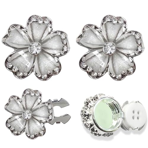 2 Stück Rhinestone Button Covers, Strass Knopfabdeckungen, Strass Knopf, Kristall Blume Knopfabdeckungen Strass Knöpfe, Strass-Knöpfe für Kleidung, Blume Kristallknöpfe für Damen und Herren (B) von CHENRI