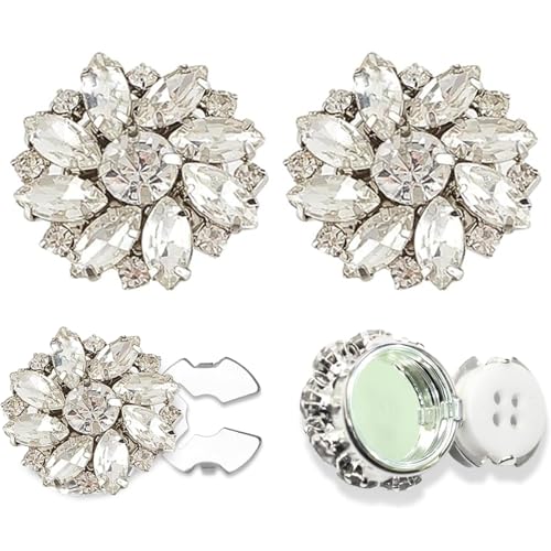 2 Stück Rhinestone Button Covers, Strass Knopfabdeckungen, Strass Knopf, Kristall Blume Knopfabdeckungen Strass Knöpfe, Strass-Knöpfe für Kleidung, Blume Kristallknöpfe für Damen und Herren (C) von CHENRI