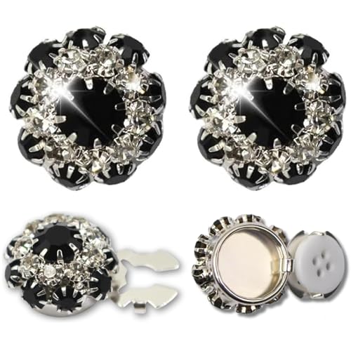 2 Stück Rhinestone Button Covers, Strass Knopfabdeckungen, Strass Knopf, Kristall Blume Knopfabdeckungen Strass Knöpfe, Strass-Knöpfe für Kleidung, Blume Kristallknöpfe für Damen und Herren (D) von CHENRI