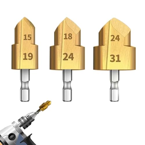 3 Stück Heavy Duty Pipe Reaming Drill Bits, Heavy Duty Rohr Reiben Bohrer, 2024 Neuer Reibahlen-Bohrer, PVC-Rohr-Reibahlen-Kit, Kunststoff-Rohrfitting-Reibahle von CHENRI