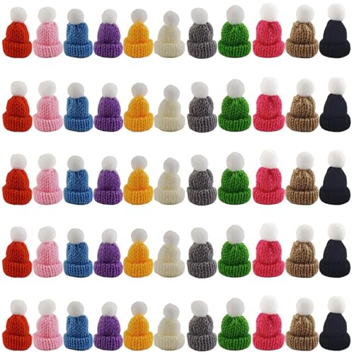 99 Stück Mini Beanies for Crafts, Mini Weihnachtsmütze, Mini Mützen Zum Basteln, Mini Hüte Strickmützen Weihnachtsmannmützen, Weinflasche Topper Hut, DIY Mini Party Hüte für Weihnachtsdeko (B) von CHENRI