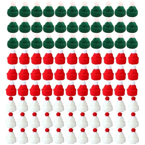 99 Stück Mini Beanies for Crafts, Mini Weihnachtsmütze, Mini Mützen Zum Basteln, Mini Hüte Strickmützen Weihnachtsmannmützen, Weinflasche Topper Hut, DIY Mini Party Hüte für Weihnachtsdeko (A) von CHENRI