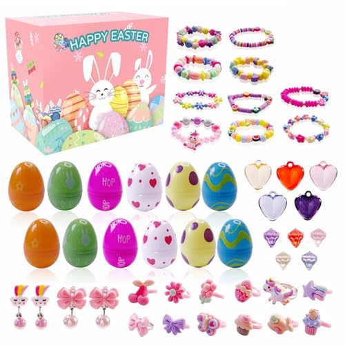 CHENRI Prefilled Easter Eggs with Toys, Vorgefüllte Ostereier mit Spielzeug, Gefüllte Ostereier, Osterei Füller für Ostern Party Favors, Ostereier Spielzeug für Kinder Jungen Mädchen (48pcs) von CHENRI