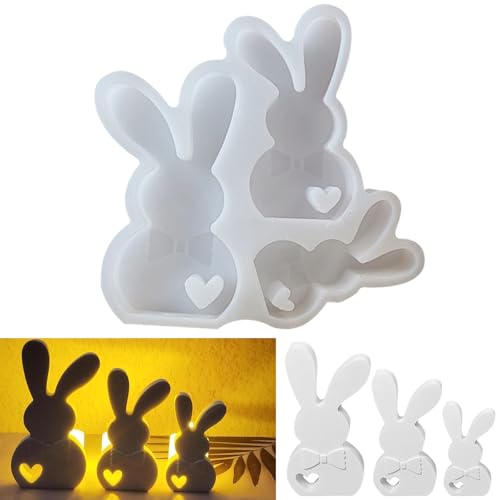 Cute Rabbit Candle Molds Resin Molds, Ostern Kaninchen Silikonform, 3D Osterhase Kerzenformen, Niedliche Silikonformen Gießformen Ostern, Ostern Kaninchen Silikonformen für Heimdekoration (B) von CHENRI