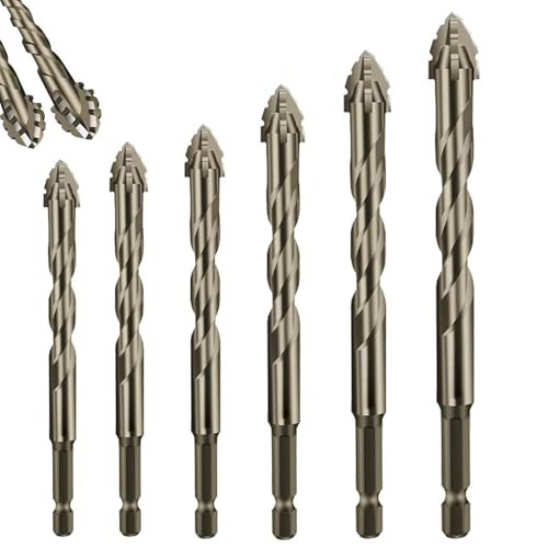 New Four-Flute Sawtooth Eccentric Drill Bit, Vierlippiger Sägezahn-Exzenter-Bohrer, Hochleistungs-Spiralbohrer-Set, Sechskantschaft Bohrer Set, Mehrzweck Bohrer für Metall, Holz (4/5/6/8/10/12) von CHENRI