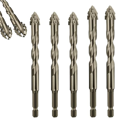 New Four-Flute Sawtooth Eccentric Drill Bit, Vierlippiger Sägezahn-Exzenter-Bohrer, Hochleistungs-Spiralbohrer-Set, Sechskantschaft Bohrer Set, Mehrzweck Bohrer für Metall, Holz (6/6/6/8/8) von CHENRI