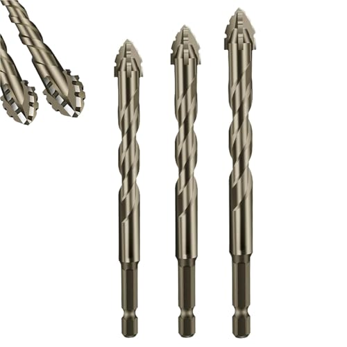 New Four-Flute Sawtooth Eccentric Drill Bit, Vierlippiger Sägezahn-Exzenter-Bohrer, Hochleistungs-Spiralbohrer-Set, Sechskantschaft Bohrer Set, Mehrzweck Bohrer für Metall, Holz (6/8/10) von CHENRI