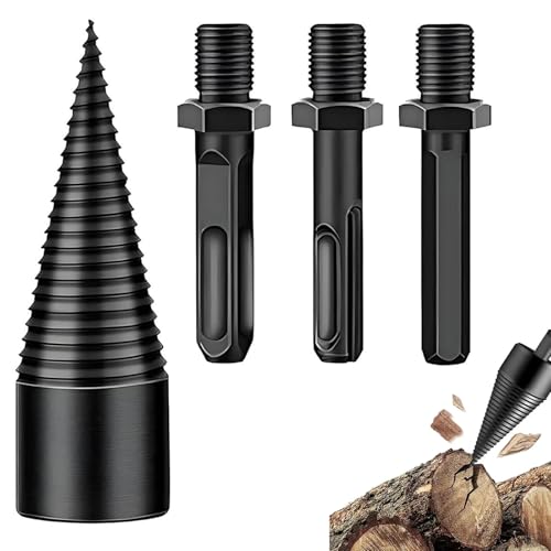 Shirem Easysplit Drill Bit, Fanyil Easysplit Drill Bit, Holzspalter Schraube Kegel, Bohrkegel Holzspalter mit 3 Adapter, 32mm/42mm Holzspalter Bohrer, Präzises & schnelles Spalter für Holz (32mm) von CHENRI