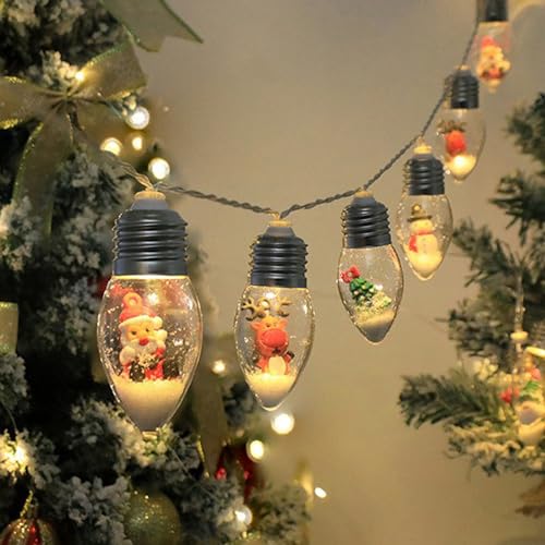 Weihnachts-LED-Lichterkette, 1.5M 10 LED Lichterkette Außen, Lichterkette Glühbirne Weihnachten Lichterkette, Weihnachtsmann Fairy Lights, Dekorative Lampe für Weihnachtsbaum, Party, Garten (Mix) von CHENRI