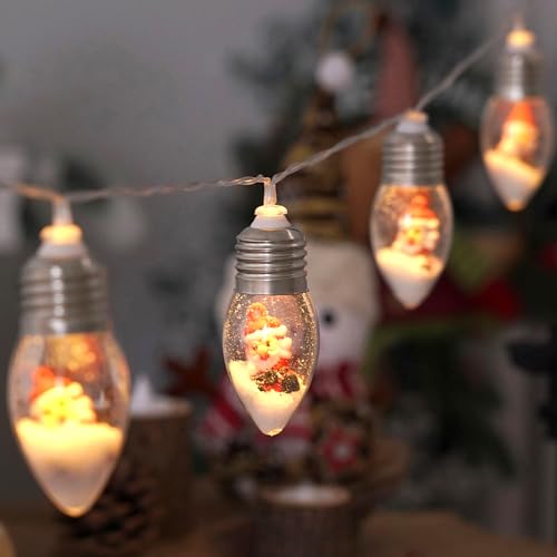 Weihnachts-LED-Lichterkette, 1.5M 10 LED Lichterkette Außen, Lichterkette Glühbirne Weihnachten Lichterkette, Weihnachtsmann Fairy Lights, Dekorative Lampe für Weihnachtsbaum, Party, Garten (Santa) von CHENRI