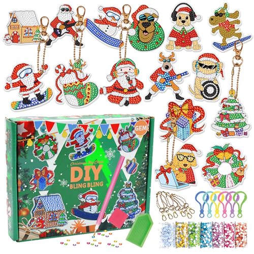 Weihnachtsmalerei-Aufkleberset, Weihnachten Diamant Gemälde Aufkleber Kit, Diamond Painting Weihnachtsan Hänger, 5D Diamond Painting Kinder, Weihnachten DIY Spielzeug Geschenk für Mädchen Jungen (C) von CHENRI