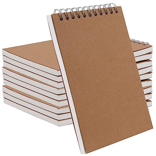 CHEUKYIU 10 Stück a6 Spirale Notizblock Notizbuch Blanko Zeichenblock Notizheft Skizzenblock Kraft Cover Leerseite Skizzenbuch für Memos Malen Reisen und Graffiti, 60 Blatt/120 Seiten, 15x11cm von CHEUKYIU