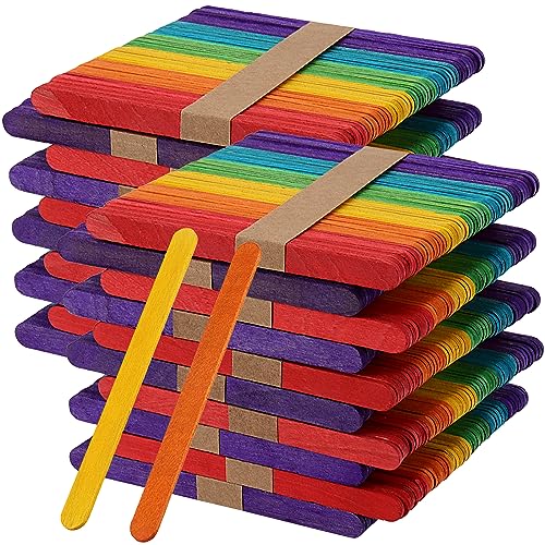 CHEUKYIU 1000 Stück Bunte Holzstäbchen, Bunt Eisstiel Holzspatel Eisstäbchen Eisstiele Holz zum Basteln Umrühren Holzstiele Eisstäbchen Holzstäbchen für Craft Homemade DIY Modellbau Design von CHEUKYIU