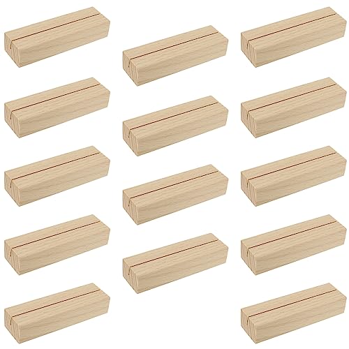 CHEUKYIU 14 Stück 10x3x2cm Kartenhalter Holz Holzaufsteller Holzständer Postkartenhalter Tischkarten Hochzeit Fotohalter Postkartenhalter Menükartenhalter für Hochzeit, Bilder, Memos, Tischdeko von CHEUKYIU