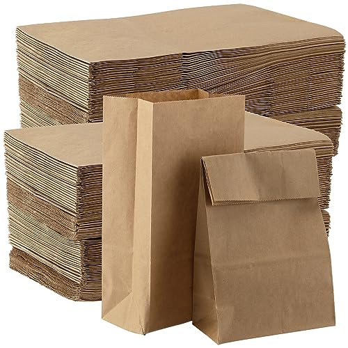 CHEUKYIU 200 Stück Papiertüten Braun, 21 x 12 x 7 cm Geschenktüten Braun Tüten Basteln Kraftpapier Brottüten Klein Butterbrottüten für Geburtstagsfeiern, DIY Bodenbeutel Geschenkverpackung von CHEUKYIU