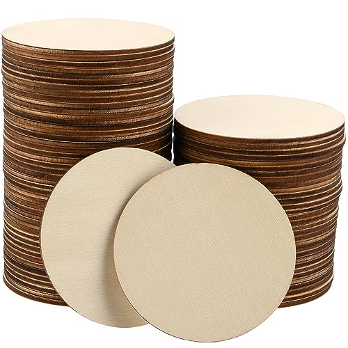 CHEUKYIU 80 Stück 7.6cm Holzplatte Rund, 3mm Holzplättchen Set Rund Holzscheiben zum Basteln Unfertige Holzscheiben für Kunsthandwerk, DIY Deko, Malen, Hochzeit, Weihnachtsschmuck von CHEUKYIU