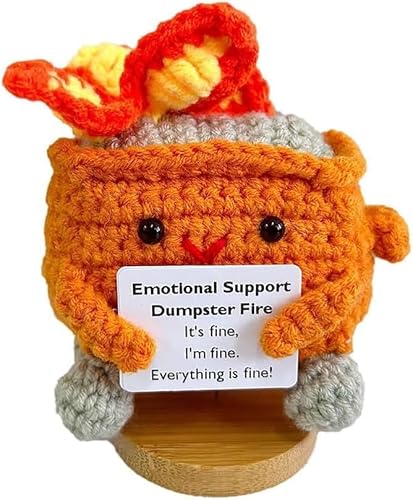 Adorable Crochet Dumpster Fire - Handgemachte emotionale Unterstützung, Häkel-Dumpster Feuer, lustiger Dumpster Strickpuppe, Spielzeug, Schreibtisch-Ornament, Geschenk für beste Familie, Freunde von CHEVVY