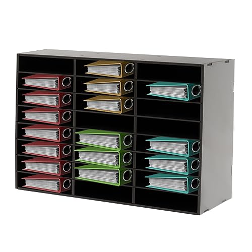 Schreibtisch Organizer Schwarz, 24-Fach Literatur-Organizer, A4 Briefablage, Büro Ablage Dokumentenablage, Aufbewahrung Schreibtisch Ablagesystem Organisation, 73.7 * 30.2 * 59.6 cm von CHFUNE