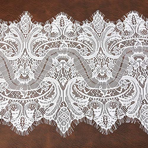 CHFYIJYHM Bianco Spitzenstoff, Voile, Spitzenbesatz, bestickt, Hochzeitsdekoration, DIY, Kleiderstoff, 30 cm, Weiß / Schwarz von CHFYIJYHM