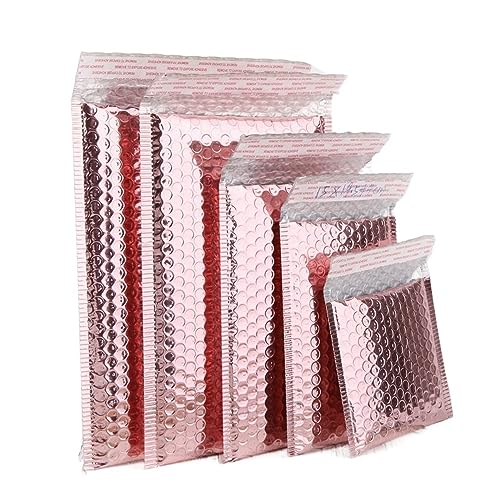 CHFYIJYHM Luftpolstertaschen Luftpolsterfolie Roségold Luftpolsterumschlag Schaumstofffolie Versandtasche Luftpolsterumschläge for Geschenkverpackungen 50 Stück Verpackung(50 pcs 11x13cm) von CHFYIJYHM