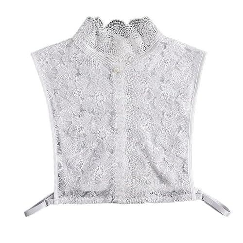 CHFYIJYHM Rüschen Stehen Gefälschte Kragen Weibliche Halb-Shirt Spitze Falsche Kragen Mädchen Bluse Tops Abnehmbare Kragen Zubehör(Bianco) von CHFYIJYHM