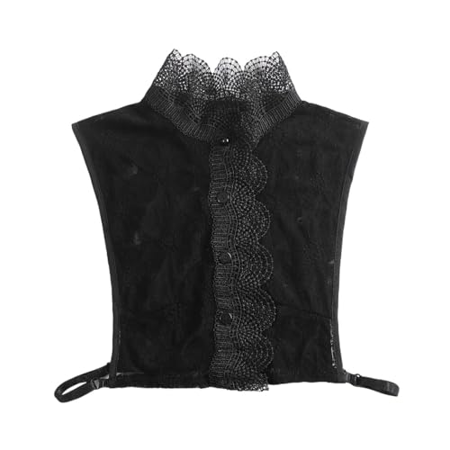 CHFYIJYHM Rüschen Stehen Gefälschte Kragen Weibliche Halb-Shirt Spitze Falsche Kragen Mädchen Bluse Tops Abnehmbare Kragen Zubehör(Black) von CHFYIJYHM