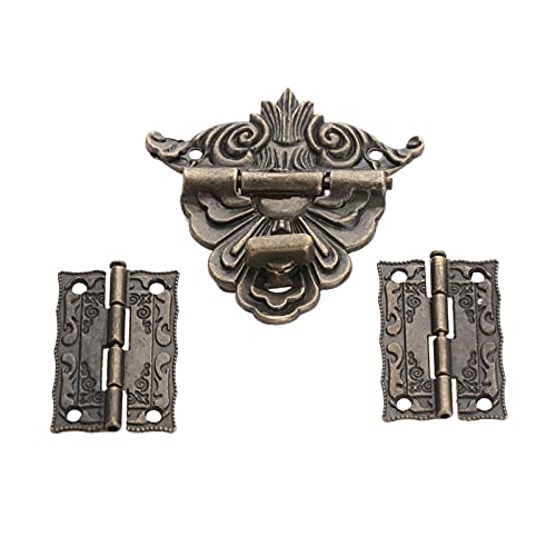 CHFYIJYHM Scharnier, 2-teiliger Antik-Bronze-Schrank mit Schmuck-Holzkiste, Knebelverschluss, V-Intage-Hardware-Set von CHFYIJYHM