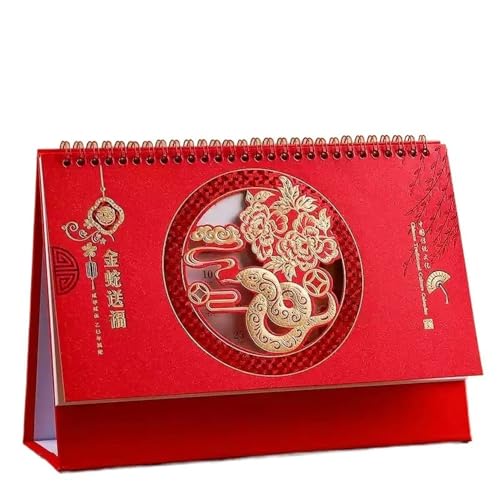 CHFYIJYHM Tischkalender 2025 Desktop Notizblock Kalender Ornament Desktop Literarische Ornament Monatskalender Jahr der Schlange Geschenkkalender Chinesische Malerei (D) von CHFYIJYHM