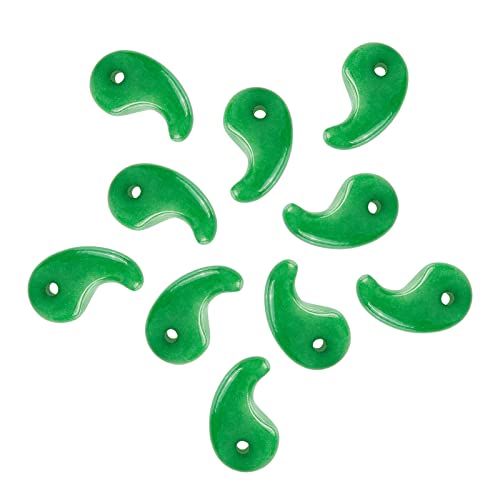 CHGCRAFT 10pcs Natural Malaysia Jade Anhänger Magatama Charm Small Hole Findings Glatte Oberfläche Anhänger Für DIY Schmuckherstellung von CHGCRAFT