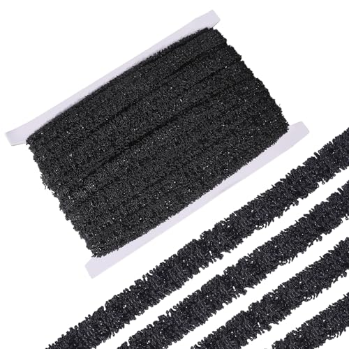 CHGCRAFT 12 mm schwarze geflochtene Spitzenbordüre, Polyester-Bänder, Spitzenband für Brautschmuck, Hochzeit, Party, Kleid und andere formelle Anlässe, 12 mm von CHGCRAFT