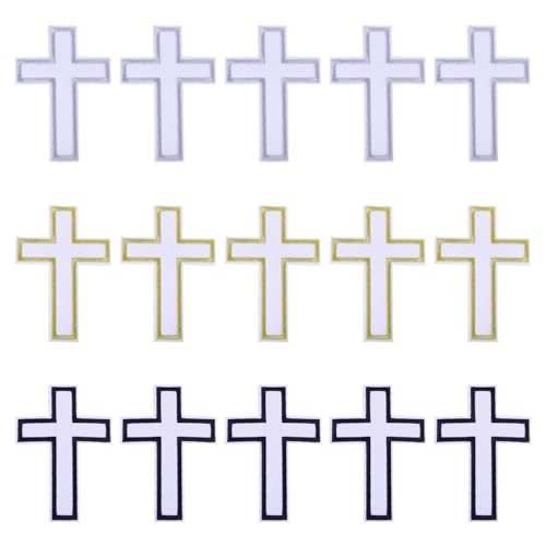 CHGCRAFT 15 Stück Kreuz Aufnäher Gemischte Farbe Cross Appliques Sewing Patches Cross Patches für Kleidung Jacken Taschen Hut Nähen bestickte Kreuz Patches für DIY Dekoration von CHGCRAFT