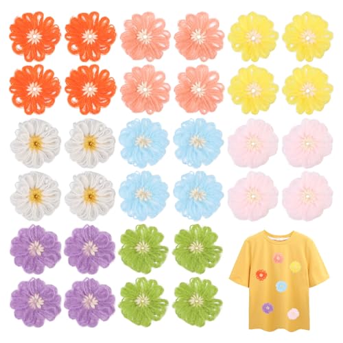 CHGCRAFT 32 Stück Styles Blumen dekorieren Nähungen Stickblumen Stickblumen Stickblumen Handhochblumenkasten Kleidung, Hutkasten Verpackung Accessoires von CHGCRAFT